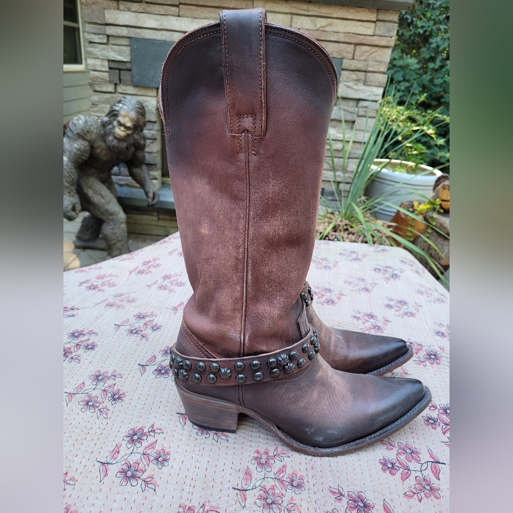 Freebird by Steven Brown Leather Stud-Trimmed Western Boots